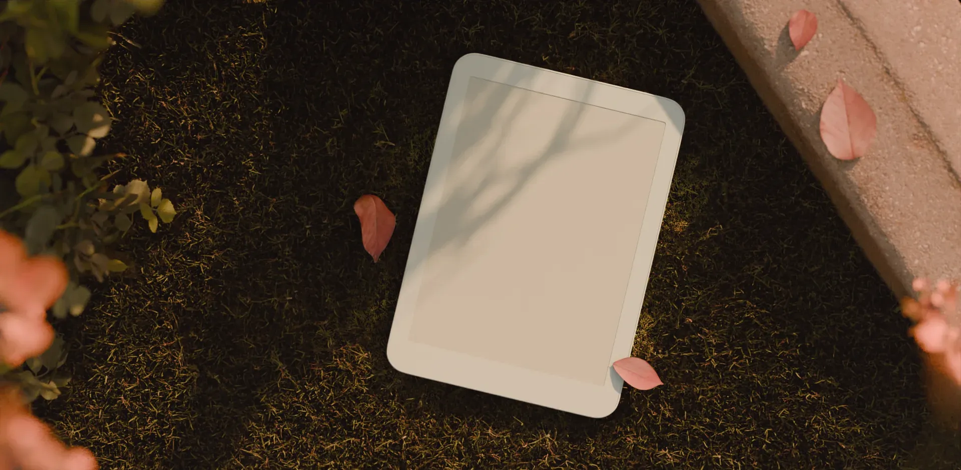 Daylight tablet on the grass
